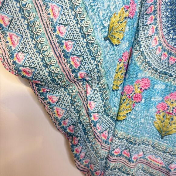 Tolani Collection Womens Multicolor Floral Narissa Printed Woven Caftan Tunic L - Picture 10 of 12